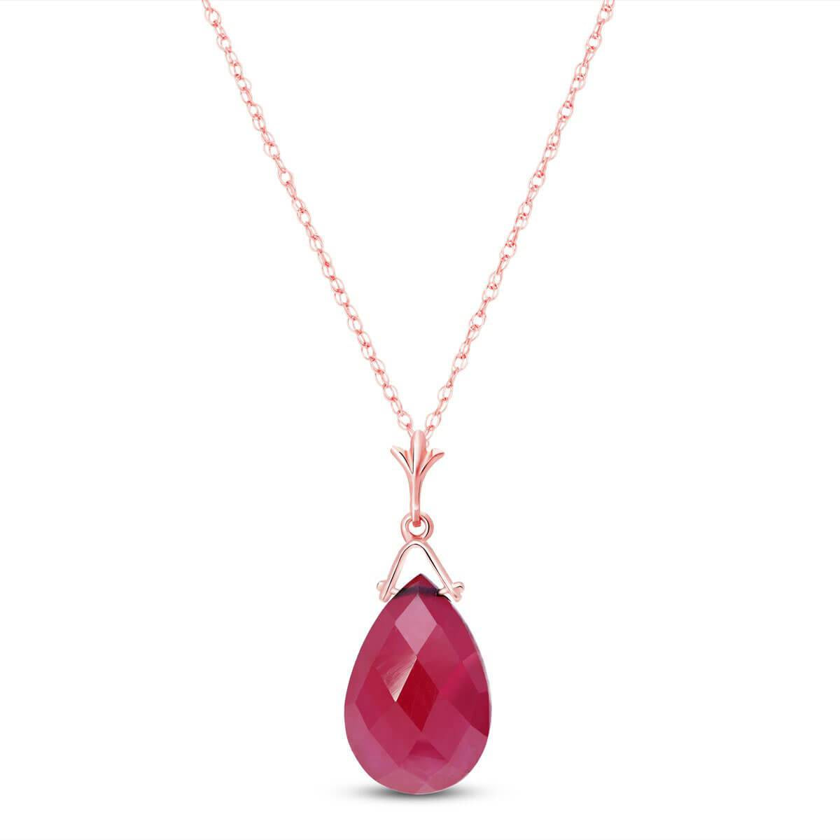 14K Solid Rose Gold Necklace w/ Briolette Ruby