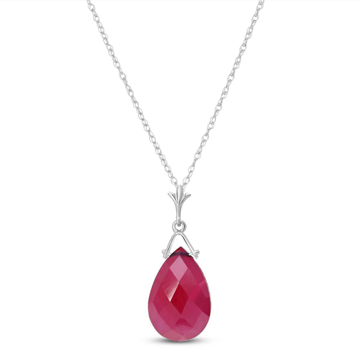 8 Carat 14K Solid White Gold Necklace Briolette Ruby