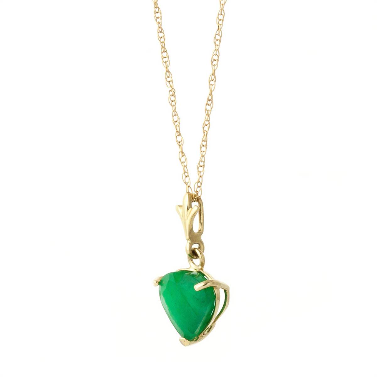 14K. Gold Necklace w/ Natural Heart Emerald