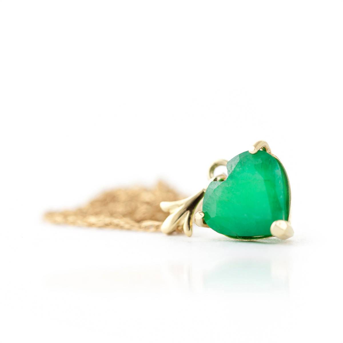 14K. Gold Necklace w/ Natural Heart Emerald