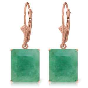 14K. SOLID ROSE GOLD LEVER BACK EARRING WITH EMERALDS