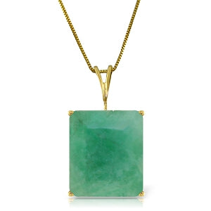 14K. SOLID YELLOW GOLD NECKLACE WITH OCTAGON NATURAL EMERALD