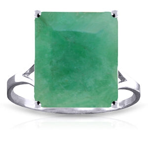 14K Solid White Gold Ring w/ Natural Octagon Emerald