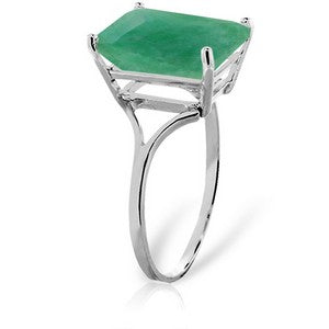 14K Solid White Gold Ring w/ Natural Octagon Emerald