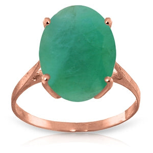 6.5 Carat 14K Solid Rose Gold Ring Natural Oval Emerald