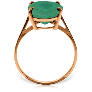 6.5 Carat 14K Solid Rose Gold Ring Natural Oval Emerald