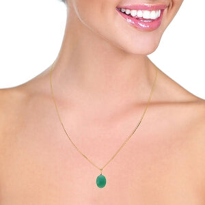 6.5 Carat 14K Solid Yellow Gold Necklace Natural Oval Emerald