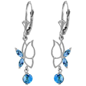 0.8 Carat 14K Solid White Gold Aurelie Blue Topaz Earrings