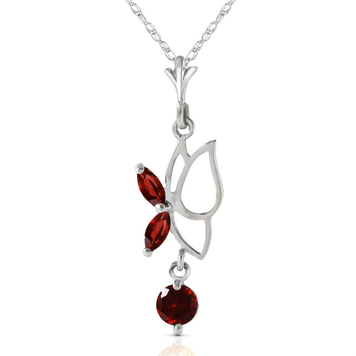 0.4 Carat 14K Solid White Gold Butterfly Necklace Garnet