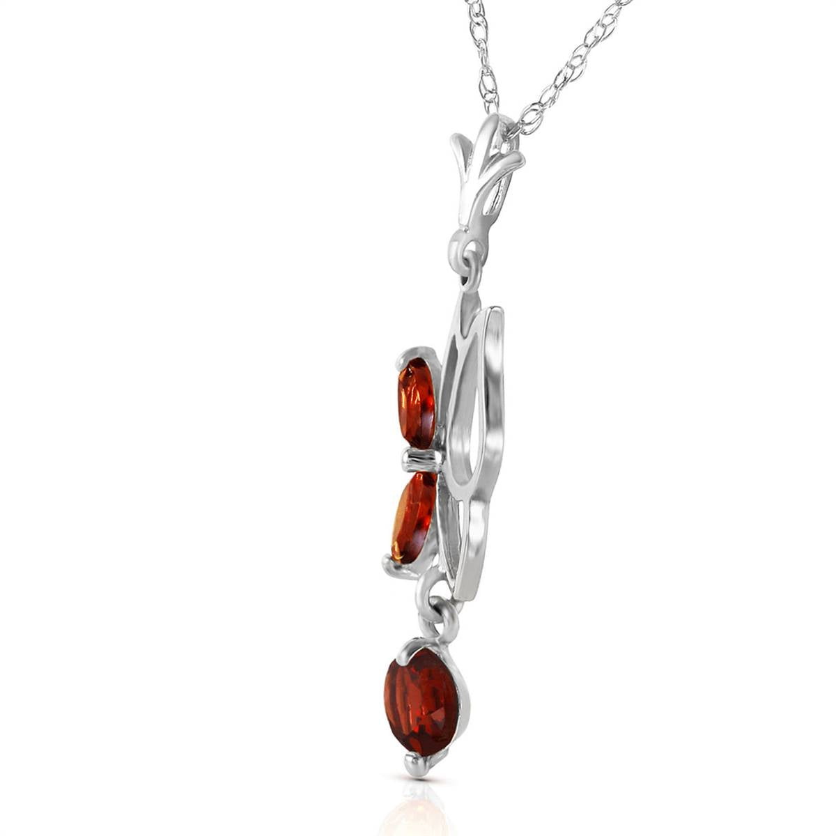 0.4 Carat 14K Solid White Gold Butterfly Necklace Garnet