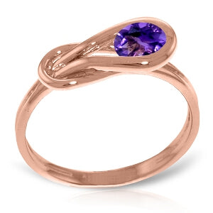 14K Solid Rose Gold Ring Natural Purple Amethyst