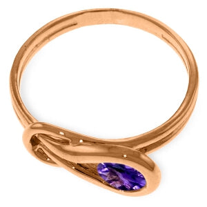 14K Solid Rose Gold Ring Natural Purple Amethyst