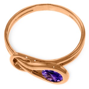 14K Solid Rose Gold Ring Natural Purple Amethyst