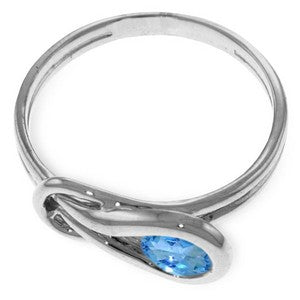 0.65 Carat 14K Solid White Gold Where I Return Blue Topaz Ring