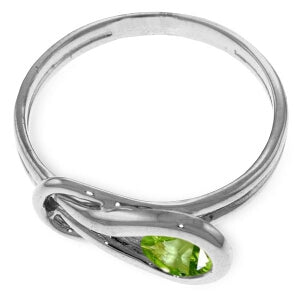 0.65 Carat 14K Solid White Gold Pray For Love Peridot Ring