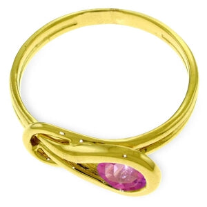 0.65 Carat 14K Solid Yellow Gold Subarban Living Pink Topaz Ring