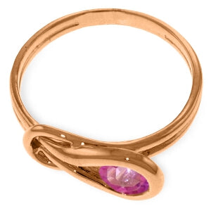 14K Solid Rose Gold Ring w/ Natural Pink Topaz