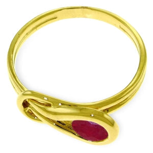 0.65 Carat 14K Solid Yellow Gold Stumbling Upon Ruby Ring