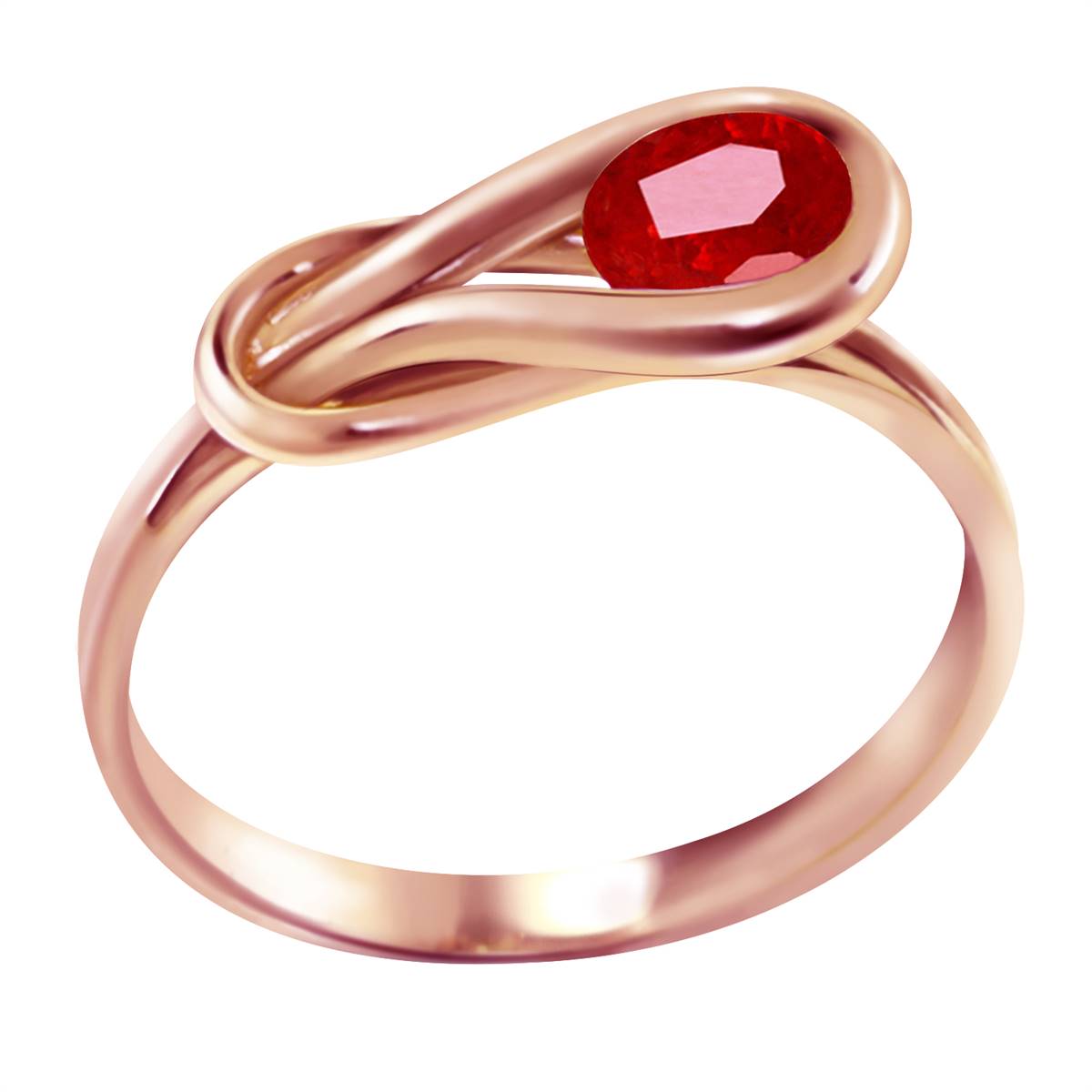 14K Solid Rose Gold Ring w/ Natural Ruby