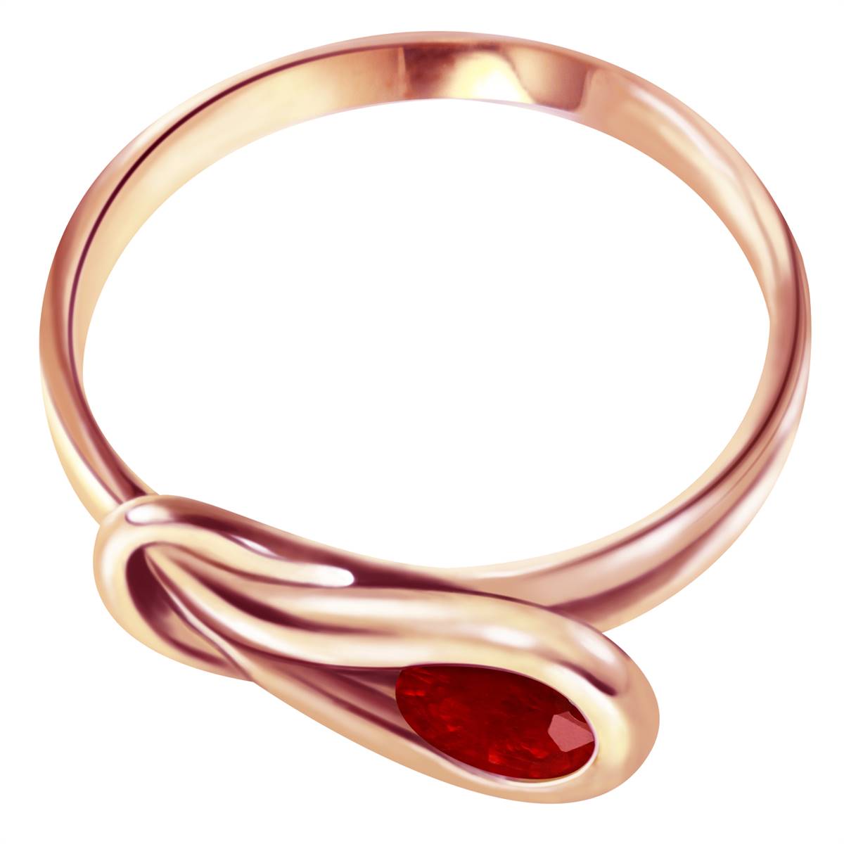 14K Solid Rose Gold Ring w/ Natural Ruby