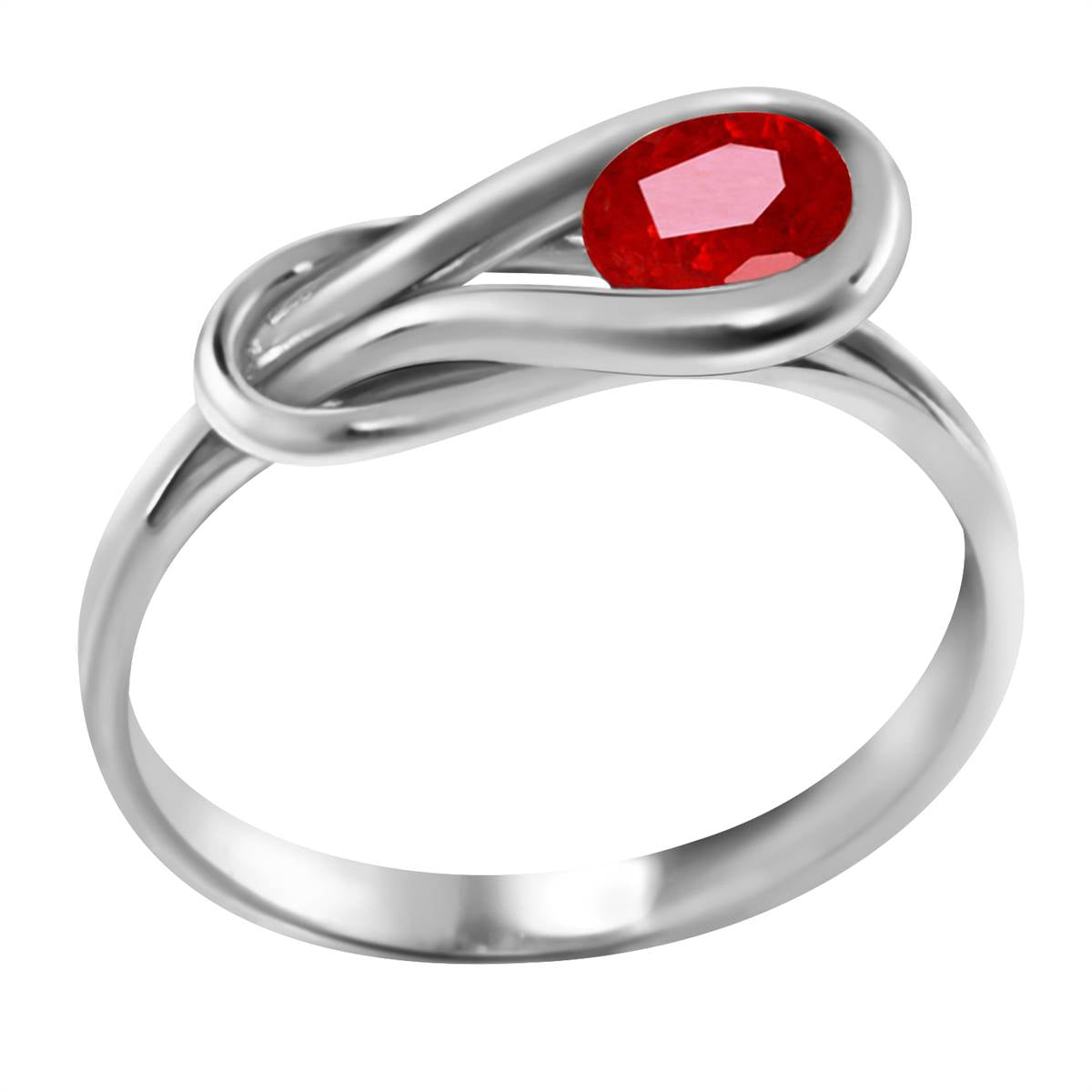 0.65 Carat 14K Solid White Gold Modigliani Ruby Ring