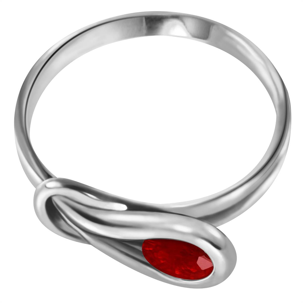 0.65 Carat 14K Solid White Gold Modigliani Ruby Ring