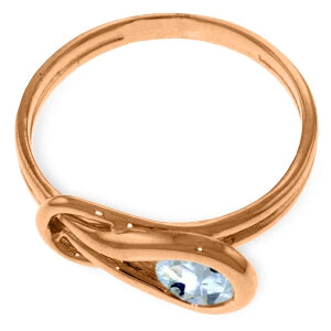 14K Solid Rose Gold Ring w/ Natural Aquamarine