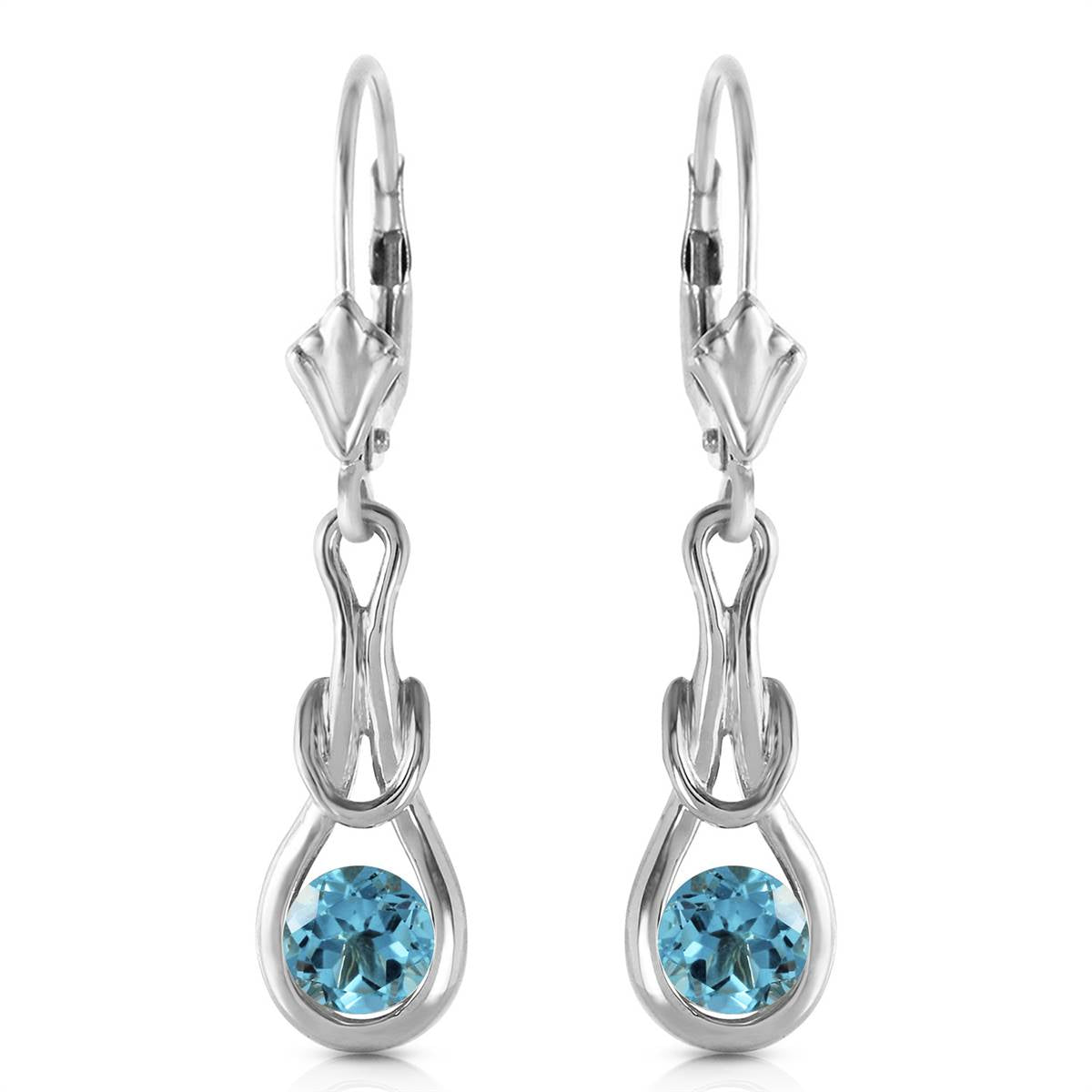 1.3 Carat 14K Solid White Gold Timeless Love Blue Topaz Earrings