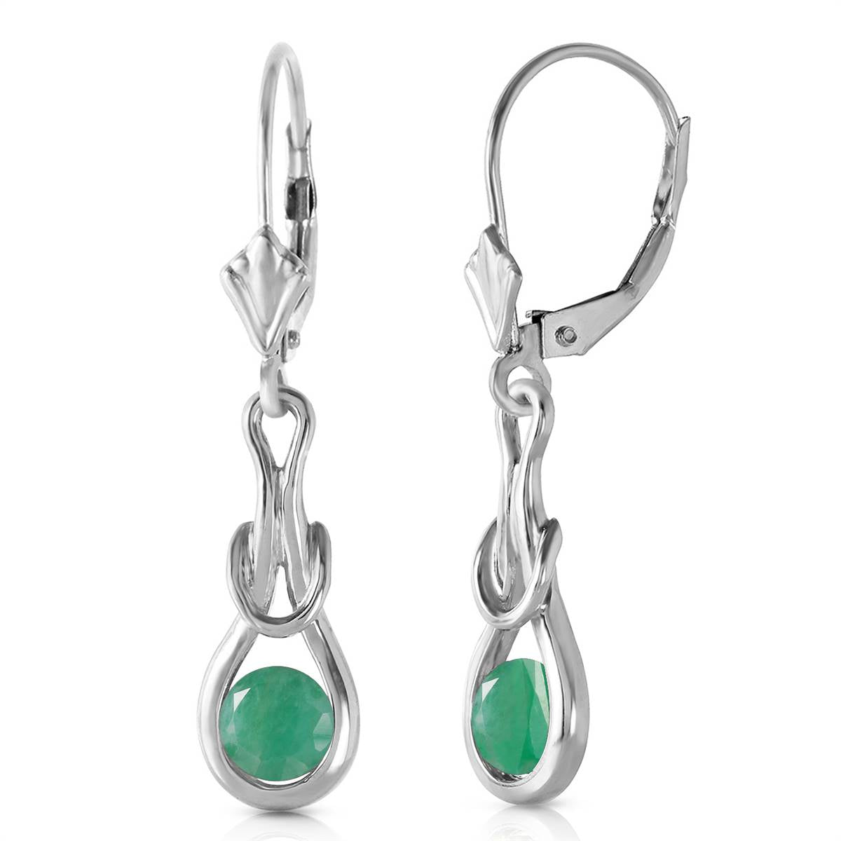 1.3 Carat 14K Solid White Gold Then There Was Love Emerald Earrings