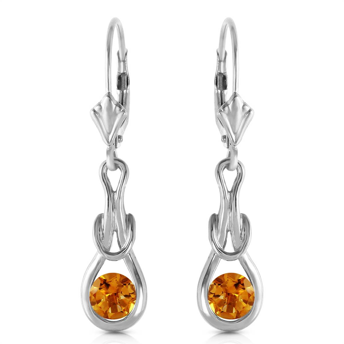 1.3 Carat 14K Solid White Gold Checkmate Citrine Earrings