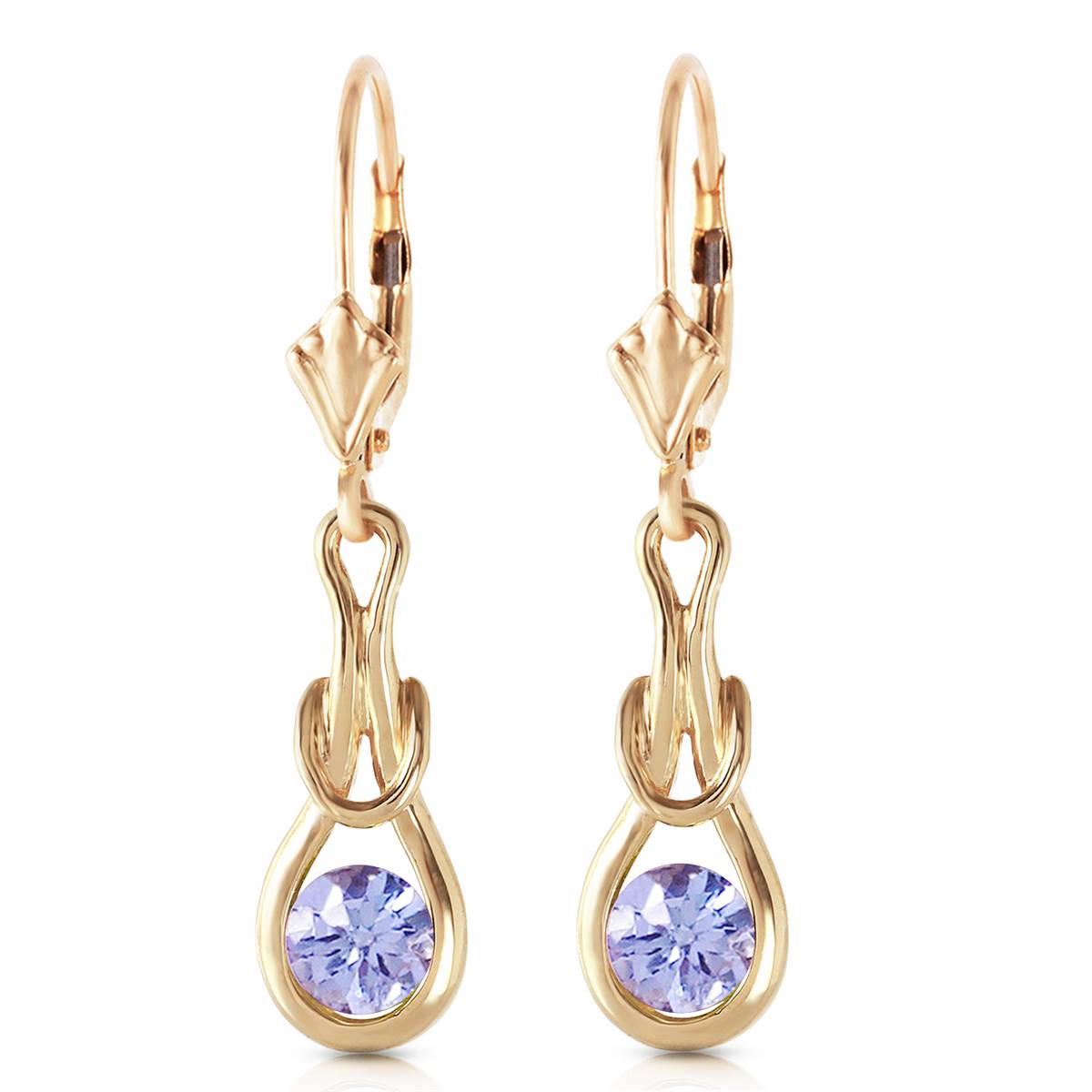 1.3 Carat 14K Solid Yellow Gold Leverback Earrings Natural Tanzanite