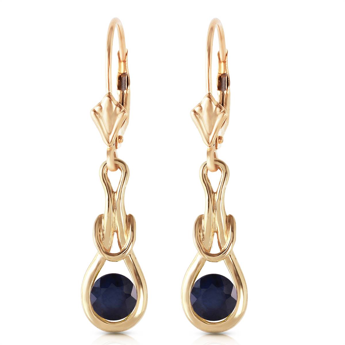 1.3 Carat 14K Solid Yellow Gold Leverback Earrings Natural Sapphire