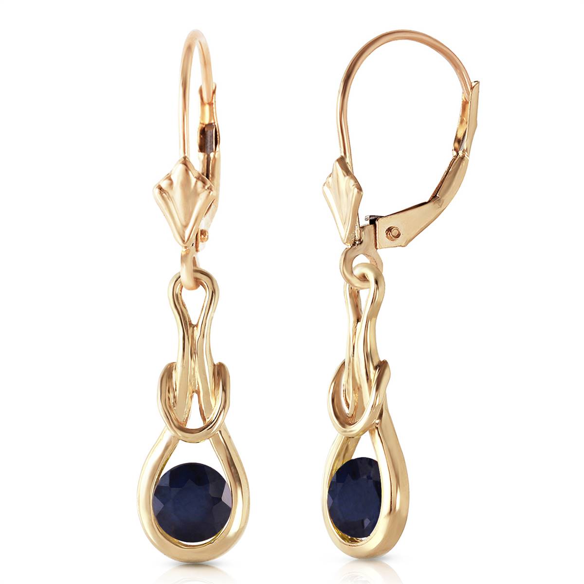 1.3 Carat 14K Solid Yellow Gold Leverback Earrings Natural Sapphire