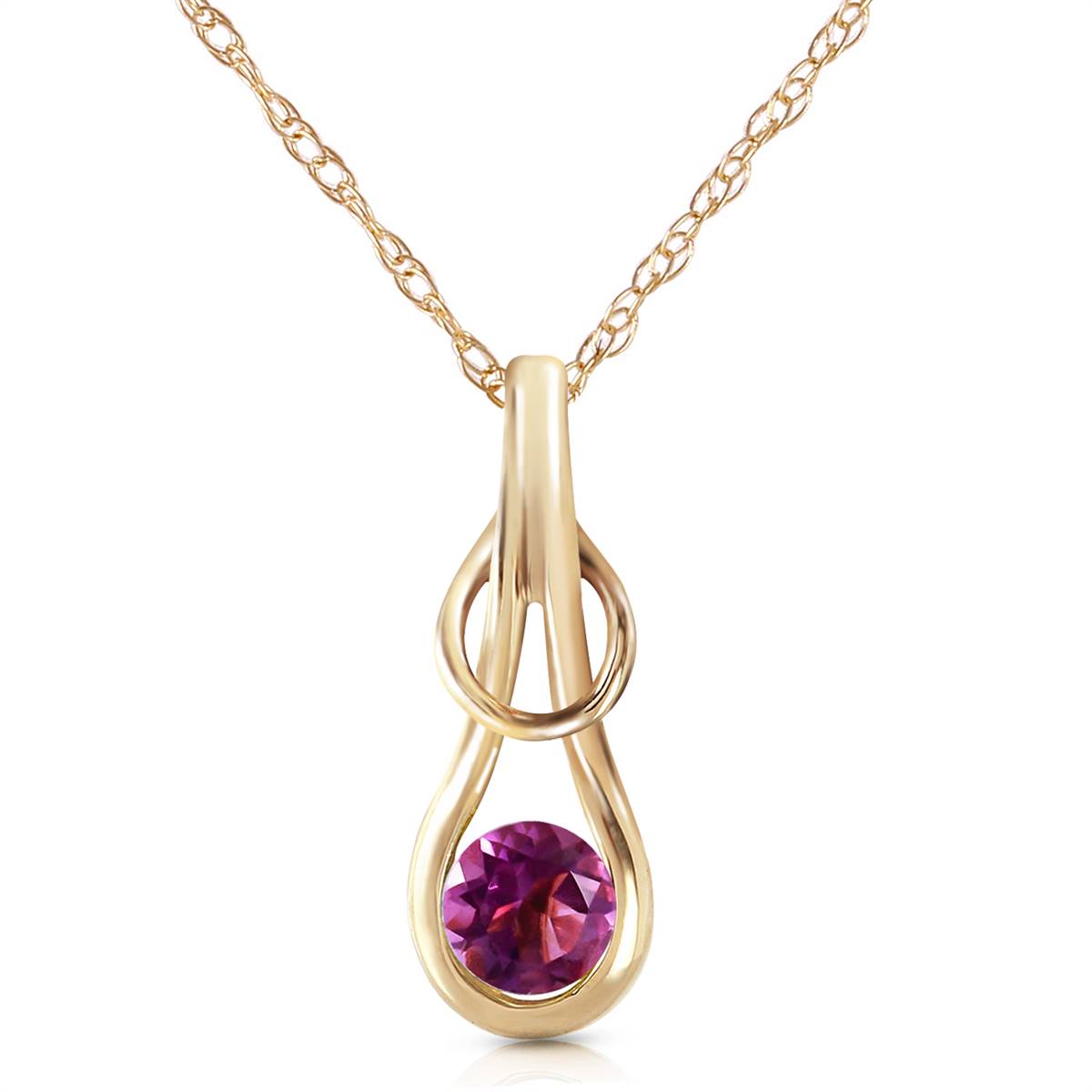 0.65 Carat 14K Solid Yellow Gold No Tears Tonight Amethyst Necklace