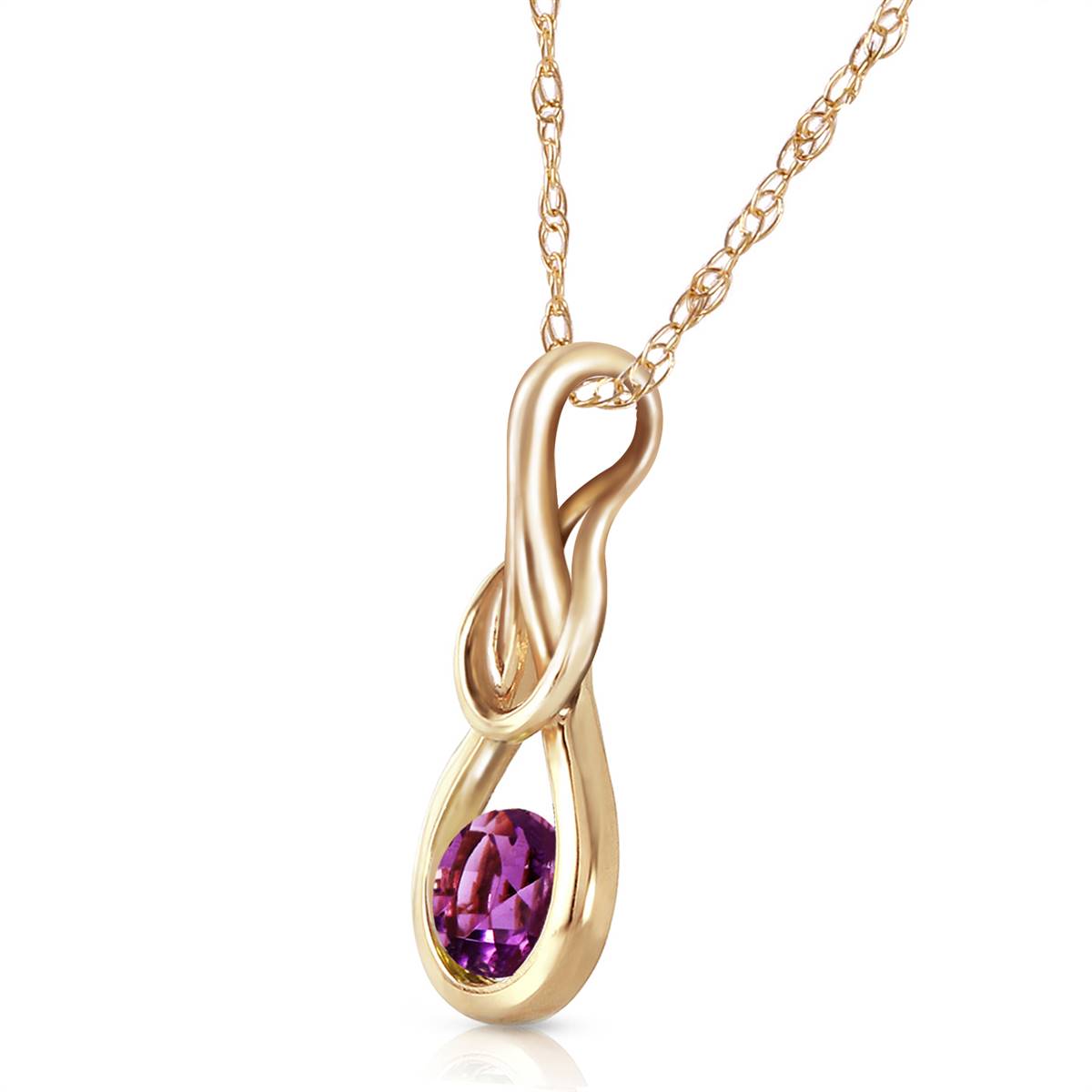 0.65 Carat 14K Solid Yellow Gold No Tears Tonight Amethyst Necklace