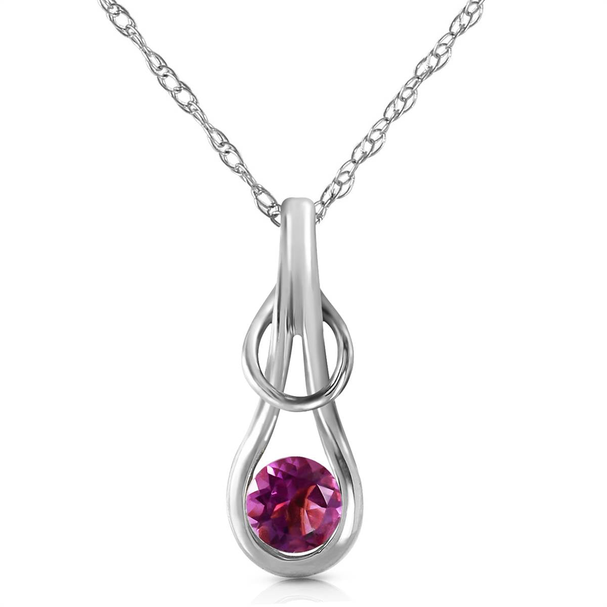 0.65 Carat 14K Solid White Gold Reach Your Dream Amethyst Necklace