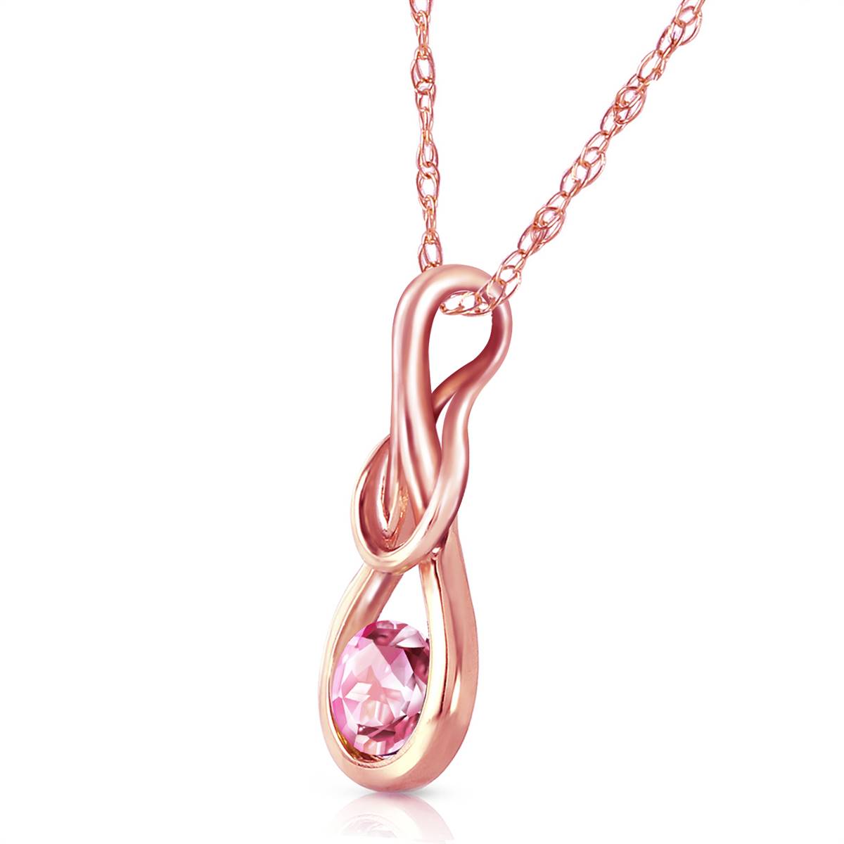 14K Solid Rose Gold Pink Topaz Genuine Necklace