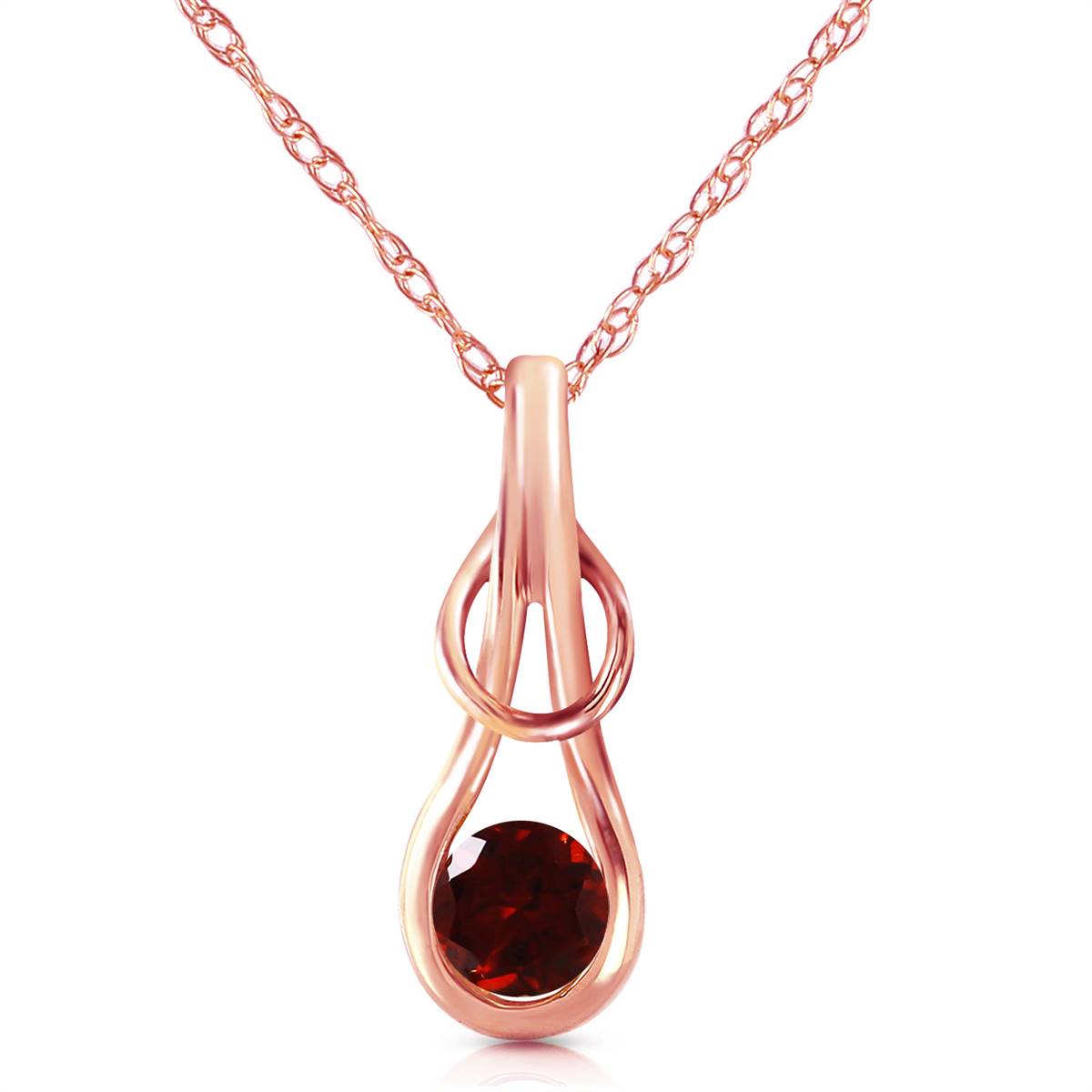 14K Solid Rose Gold Garnet Necklace Classic