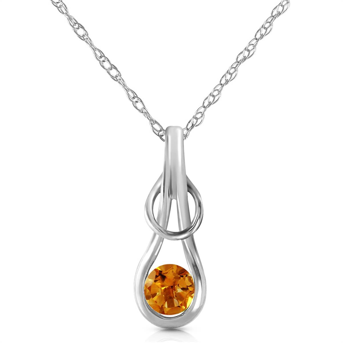 0.65 Carat 14K Solid White Gold Inspirations Citrine Necklace