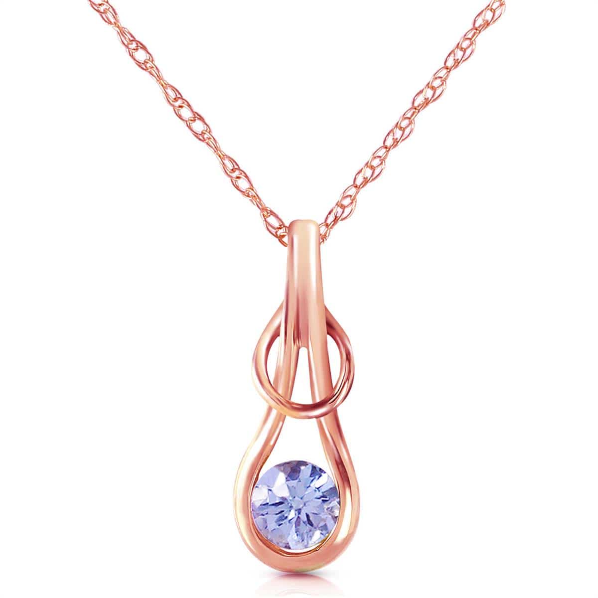 14K Solid Rose Gold Necklace w/ Natural Tanzanite