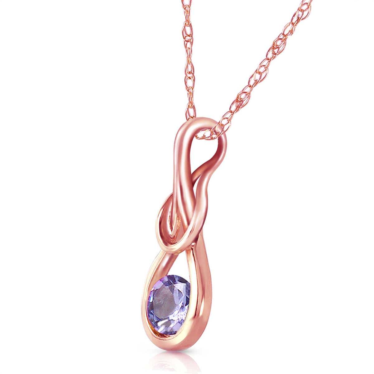 14K Solid Rose Gold Necklace w/ Natural Tanzanite