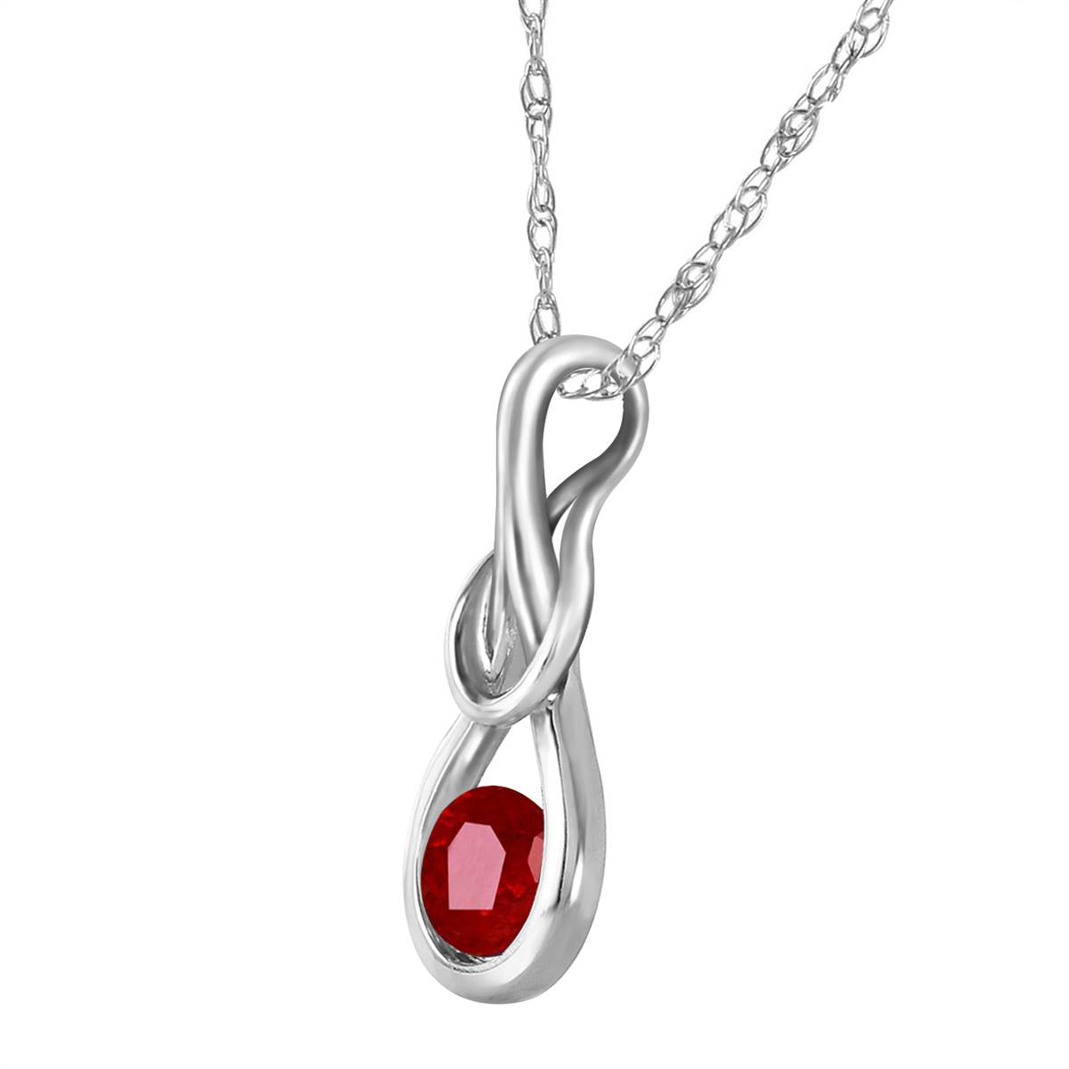 0.65 Carat 14K Solid White Gold Necklace Ruby