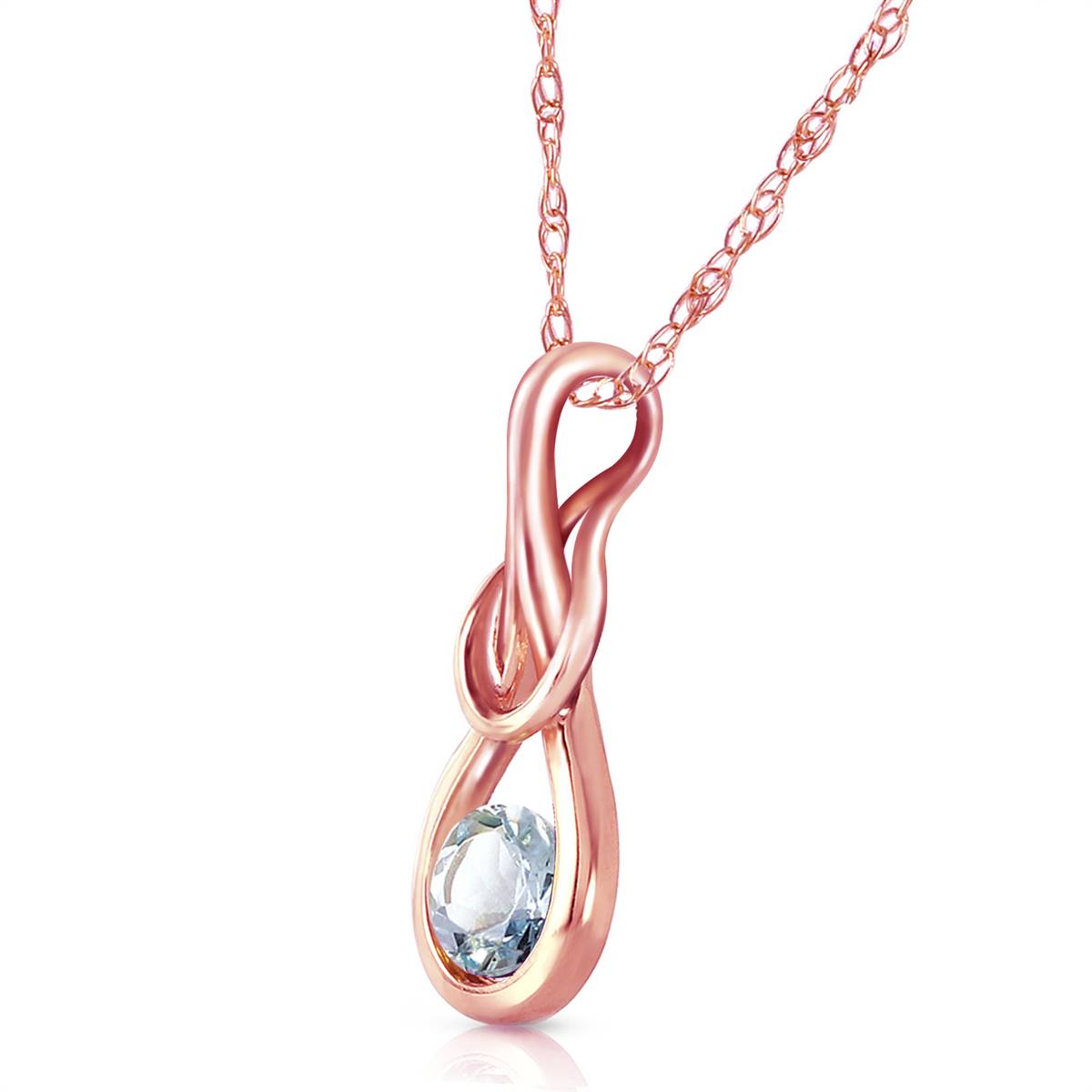 14K Solid Rose Gold Aquamarines Necklace Certified Series