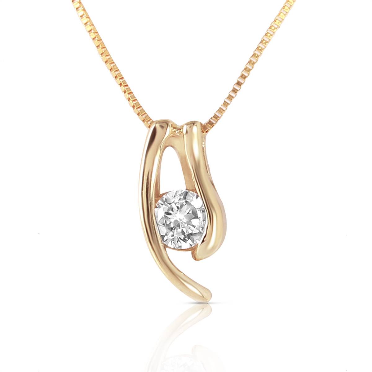 0.15 Carat 14K Solid Yellow Gold Necklace Natural 0.15 Carat Diamond