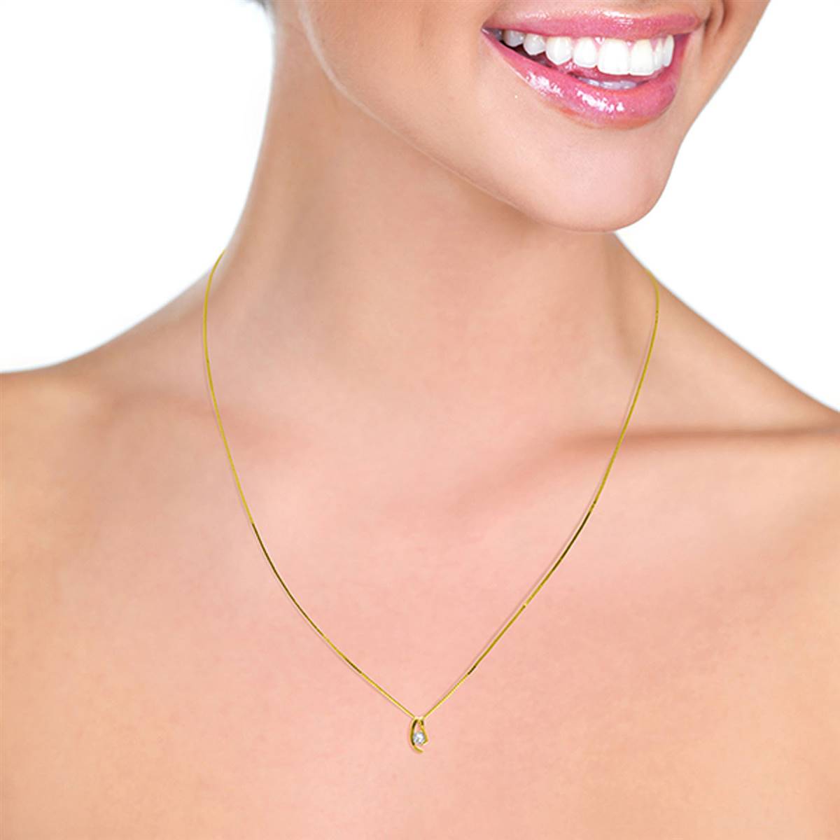 0.15 Carat 14K Solid Yellow Gold Necklace Natural 0.15 Carat Diamond