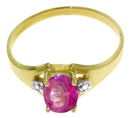 0.76 Carat 14K Solid Yellow Gold Dreams Don't Recede Pink Topaz Diamond Ring