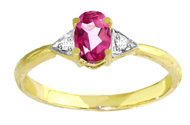 0.46 Carat 14K Solid White Gold World Won't Stop Pink Topaz Diamond Ring