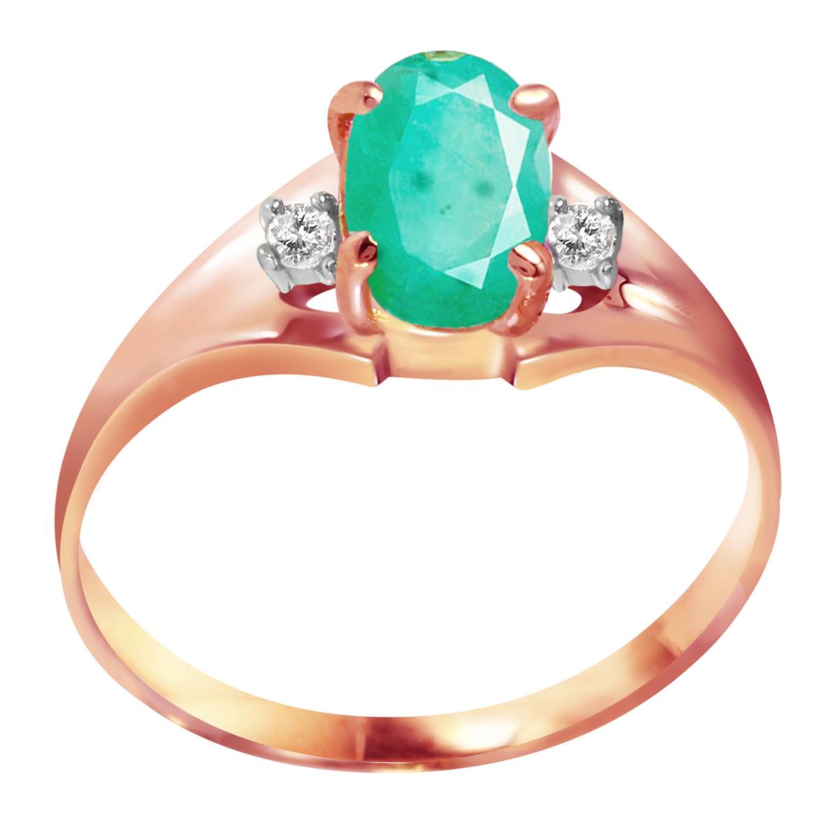 1.26 Carat 14K Solid Rose Gold Brilliance Emerald Diamond Ring