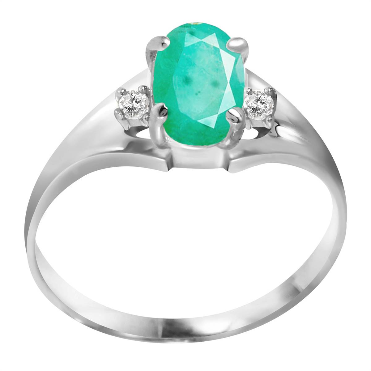 1.26 Carat 14K Solid White Gold Necklaceessary Ground Emerald Diamond Ring