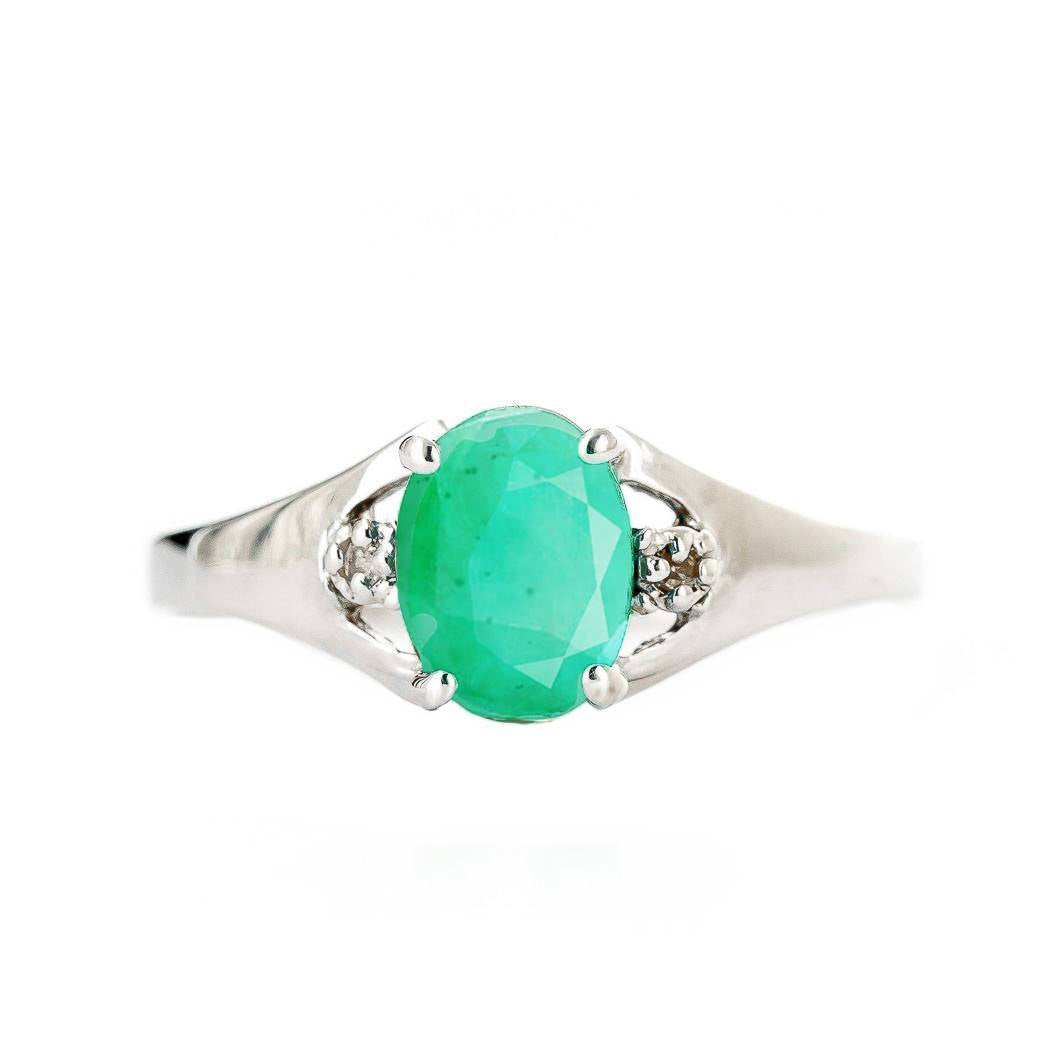 1.26 Carat 14K Solid White Gold Necklaceessary Ground Emerald Diamond Ring